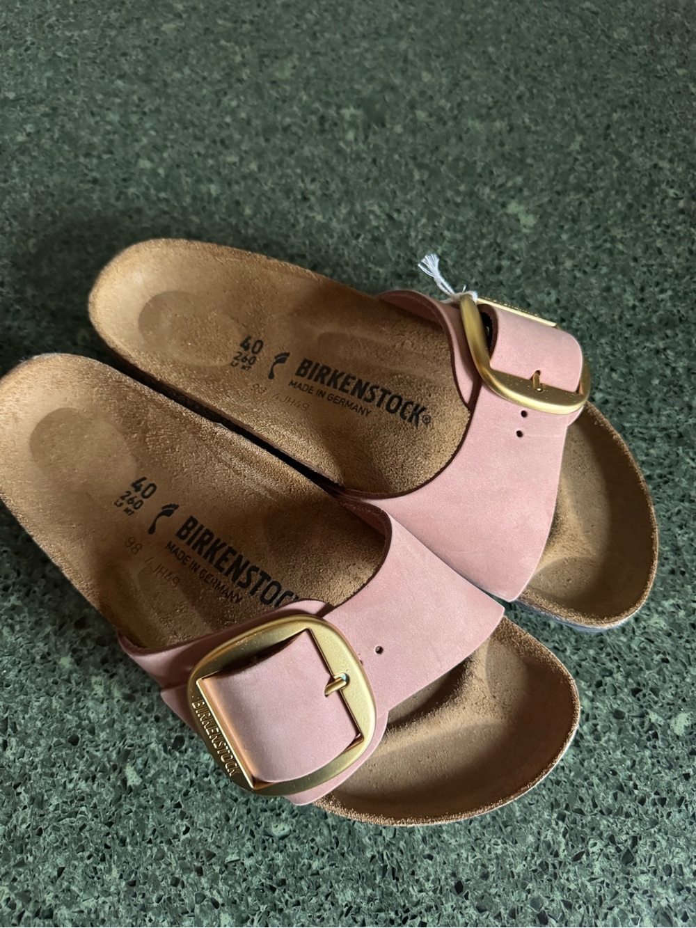 Birkenstock Single Strap Sandal in Dusty Pink with Gold Buckle